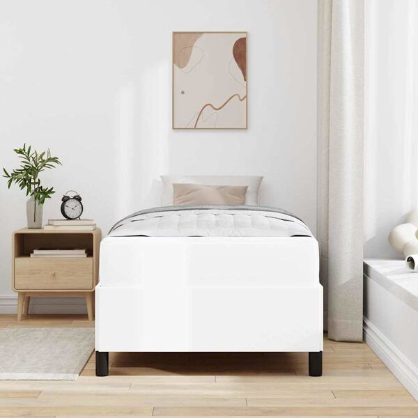 vidaXL Bed Frame with Mattress White 31.50 x 78.74 in Fabric