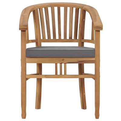 vidaXL Patio Chairs with Cushions 2 pcs Solid Teak Wood