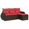 vidaXL 4 Piece Patio Sofa Set with Cushions Brown Poly Rattan