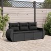 vidaXL Garden Sofa Set Black PE rattan 3 Piece Modular Garden Sofa Set