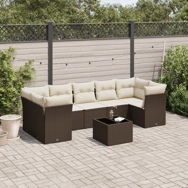 vidaXL Garden Sofa Set Brown, Cream white