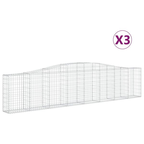 vidaXL Gabion Basket Set of 3 Silver Galvanized Iron Large