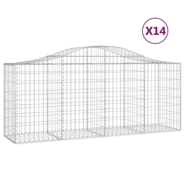 vidaXL Gabion Basket Set of 14 Silver Galvanized Iron Large Durable