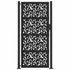 vidaXL Garden Gate Black 39.4x78.7" Steel Leaf Design