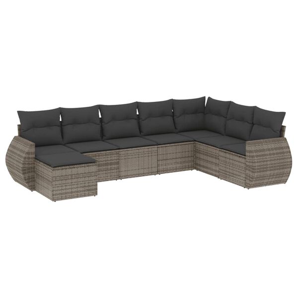 vidaXL Garden Sofa Set Grey PE Rattan and Powder-Coated Steel Large