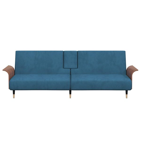 vidaXL Sofa Bed Blue Velvet, plywood, metal, foam Large Convertible