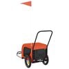vidaXL Pet Bike Trailer Orange and Black Oxford Fabric, Iron, PVC Small