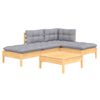vidaXL Garden Lounge Set Grey cushions, Pine wood Solid pinewood, Polyester