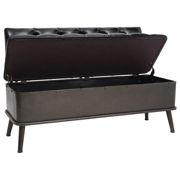 vidaXL Storage Bench Black Faux leather, MDF, Engineered wood, Steel