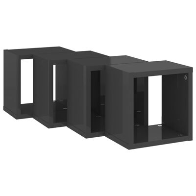 vidaXL Wall Cube Shelves 4 pcs High Gloss Gray 8.7"x5.9"x8.7"