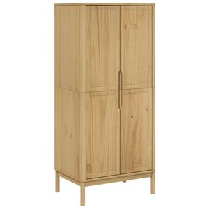 vidaXL Wardrobe Wax brown Solid pine wood 30.3x20.9x67.3 in Wardrobe