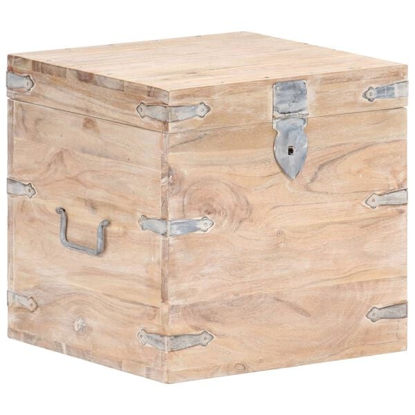 vidaXL Chest White Solid Acacia wood, Iron 15.7x15.7x15.7 in