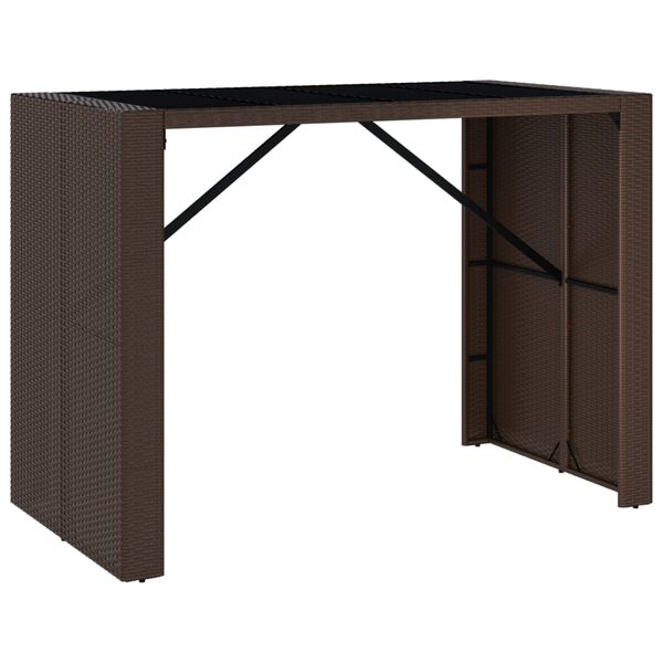 vidaXL Bar Table With Glass Top Brown and Black