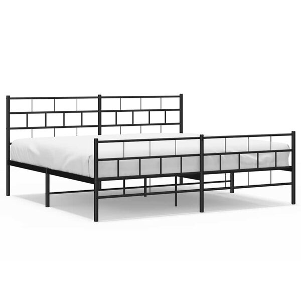 vidaXL Metal Bed Frame Black Powder-Coated Steel 76 x 80 in Bed Frame