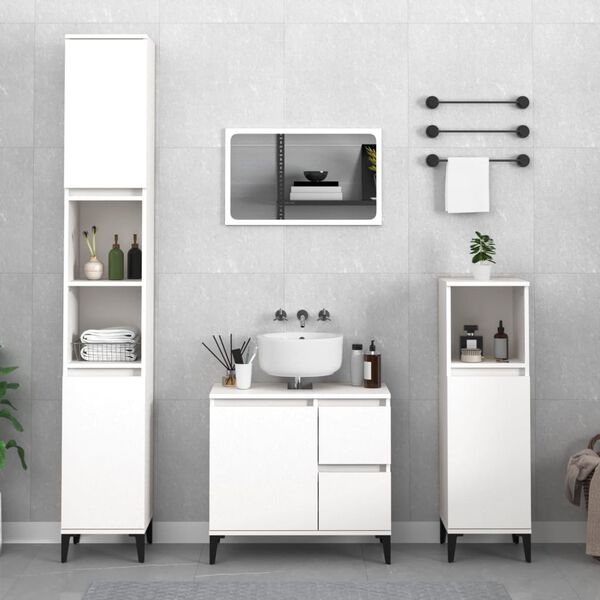 vidaXL Bathroom Furniture Set White Engineered wood, metal Large