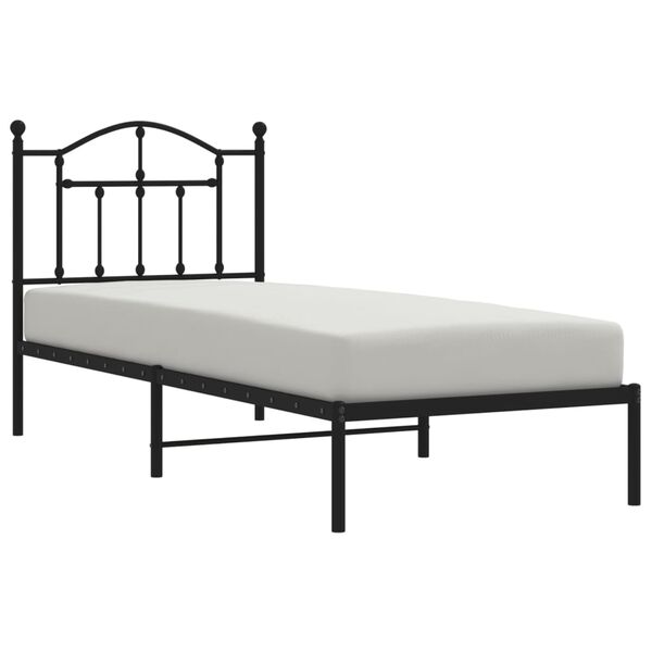 vidaXL Bed Frame Black Powder-Coated Steel Twin Bed Frame Rectangular