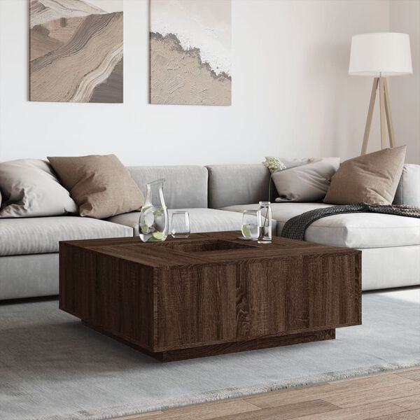 vidaXL Coffee Table Brown Oak Engineered Wood 39.4 x 39.4 x 15.7 in