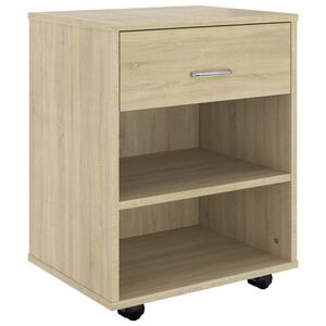 vidaXL Storage Cabinet Sonoma Oak Engineered Wood Medium Lockable Wheels