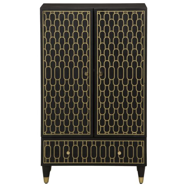 vidaXL Highboard Black Solid Mango Wood Medium Highboard Rectangular