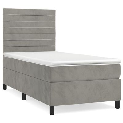 vidaXL Box Spring Bed with Mattress Light Gray Twin Velvet