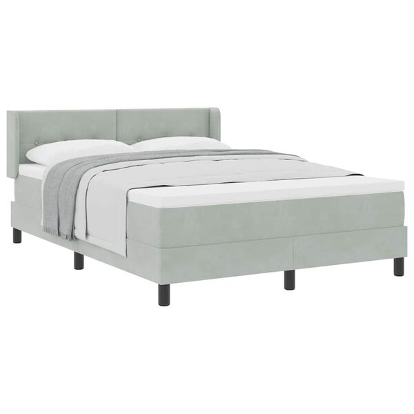 vidaXL Box Spring Bed Light Grey 78.74 x 62.99 in Polyester