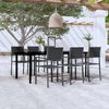 vidaXL Garden Dining Set Black Powder-coated steel, tempered glass, plastic