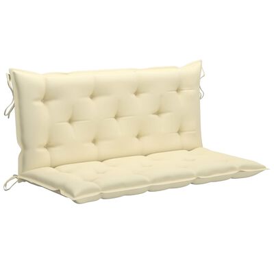vidaXL Swing Bench with Cream White Cushion 47.2" Solid Wood Teak