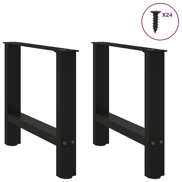 vidaXL Coffee Table Leg Set of 2 Black Powder-coated steel Standard