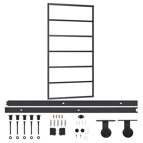 vidaXL Sliding Door with Hardware Set ESG Glass&Aluminium 40.2x80.7"(151016+145263)