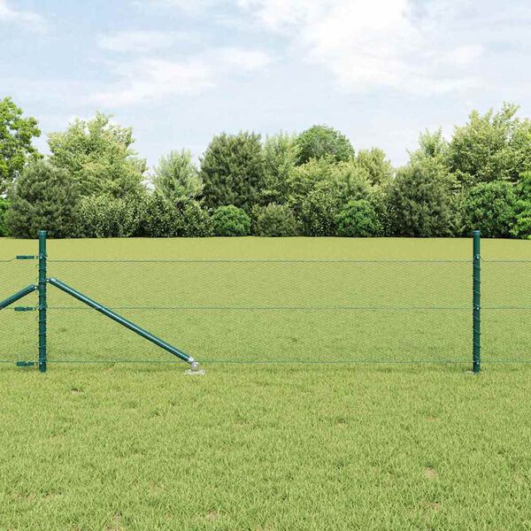 vidaXL Fence with Posts Green 0.5 x 25 m PVC-coated steel