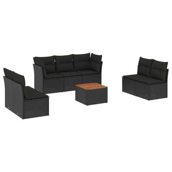 vidaXL Garden Sofa Set Black PE rattan Large Modular Garden Sofa Set