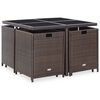 vidaXL Outdoor Dining Set Brown Steel 9 Piece Set Removable Covers