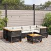 vidaXL Garden Sofa Set Black and Cream White PE rattan 7 Piece Set