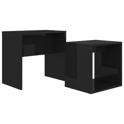 vidaXL Coffee Table Set High Gloss Black 18.9"x11.8"x17.7" Engineered Wood