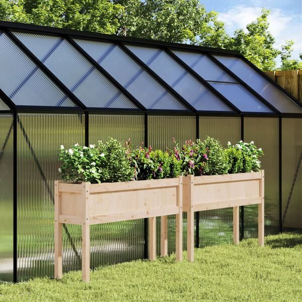 vidaXL Garden Planter Set of 2 Natural Wood Solid pine wood Large