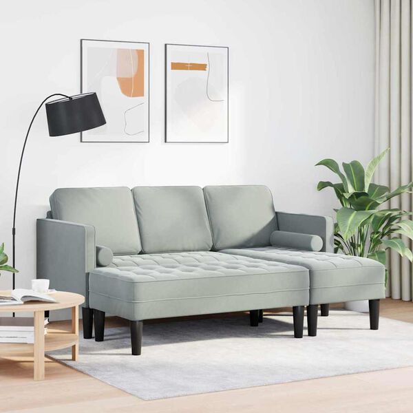 vidaXL Sofa Set with Cushion 2 pcs Light Grey Polyester