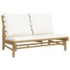 vidaXL Garden Bench Natural Bamboo, Cream White Bamboo, Polyester (cushions)