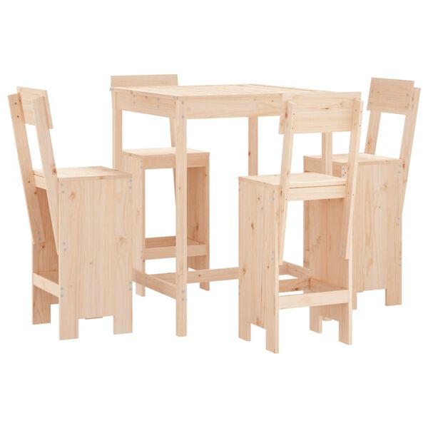 vidaXL Garden Bar Set Natural Pine Solid pine wood Medium Footrest