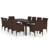 vidaXL Garden Dining Set Brown Poly rattan Large Stackable