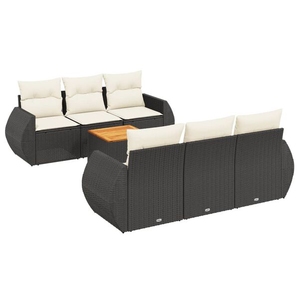 vidaXL Garden Sofa Set Black, Cream