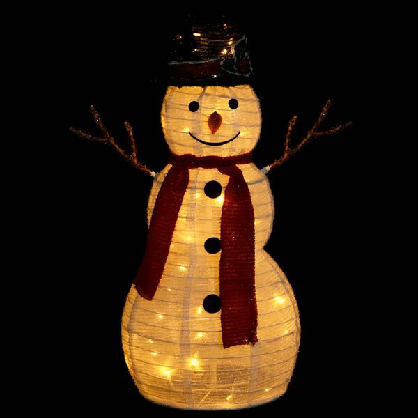 vidaXL Decorative Christmas Snowman Figure with LED Luxury Fabric 2 ft