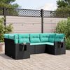 vidaXL 6 Piece Patio Sofa Set with Cushions Black Poly Rattan
