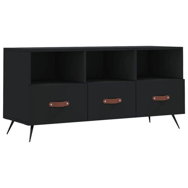 vidaXL TV Cabinet Black Engineered wood Medium TV Cabinet Rectangular