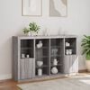 vidaXL Sideboard Set of 3 Grey Sonoma Engineered wood, Glass Large
