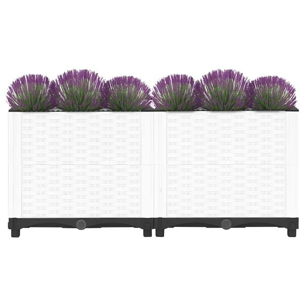 vidaXL Raised Bed White Polypropylene Medium Sturdy Raised Bed
