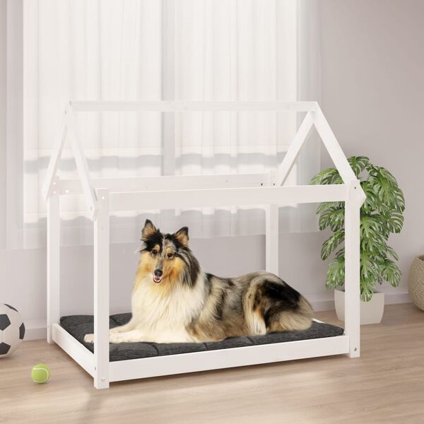 vidaXL Dog Bed White Solid Pine Wood Medium Minimalistic Dog Bed