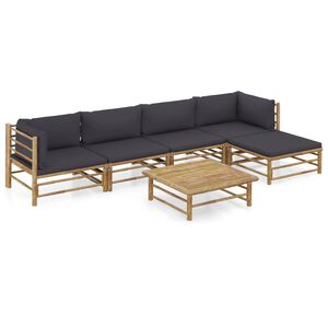 vidaXL Garden Lounge Set Dark Grey Bamboo Medium Modular