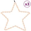 vidaXL Christmas Star Figure Set of 3 Warm White Steel, PVC Medium