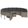 vidaXL Garden Sofa Round Gray PE rattan, powder-coated steel, tempered glass