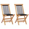 vidaXL Garden Chair Set of 2 Black, Natural Wood Teak wood, Polyester rope